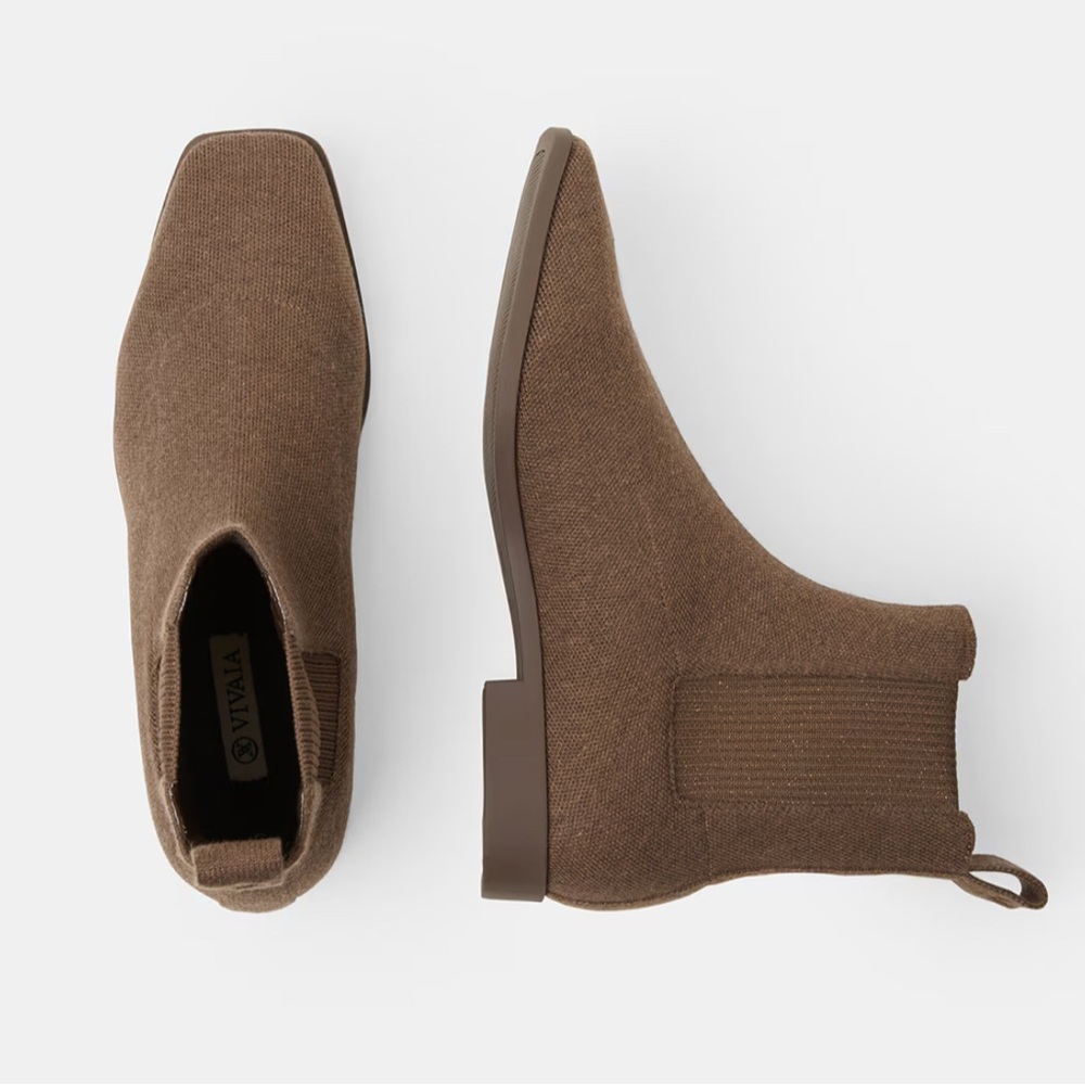 Brown Knit Chelsea Ankle Boots